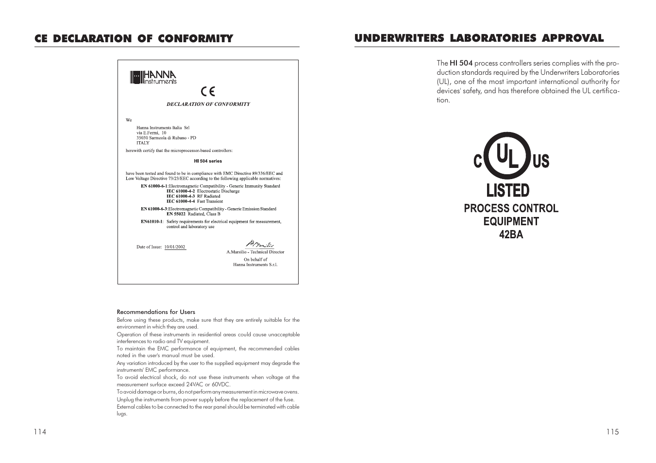 Hanna Instruments HI 504 User Manual | Page 58 / 59