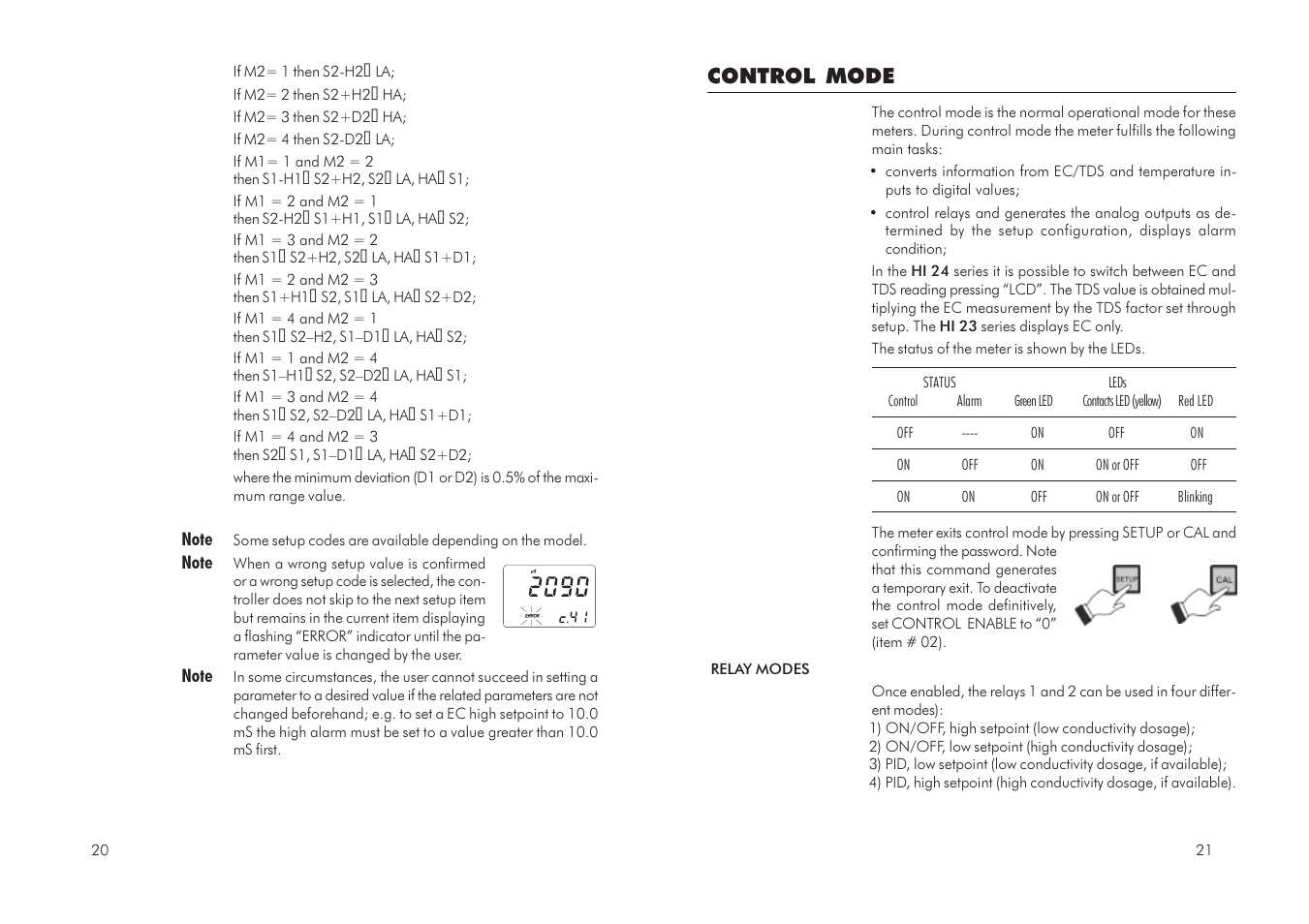 Control mode | Hanna Instruments HI 23 User Manual | Page 11 / 31
