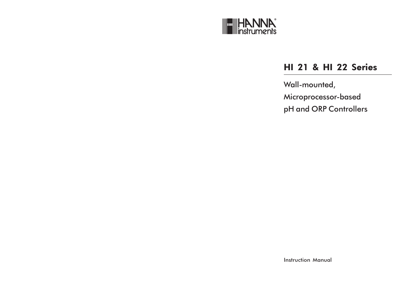 Hanna Instruments HI 21 Series User Manual | 37 pages