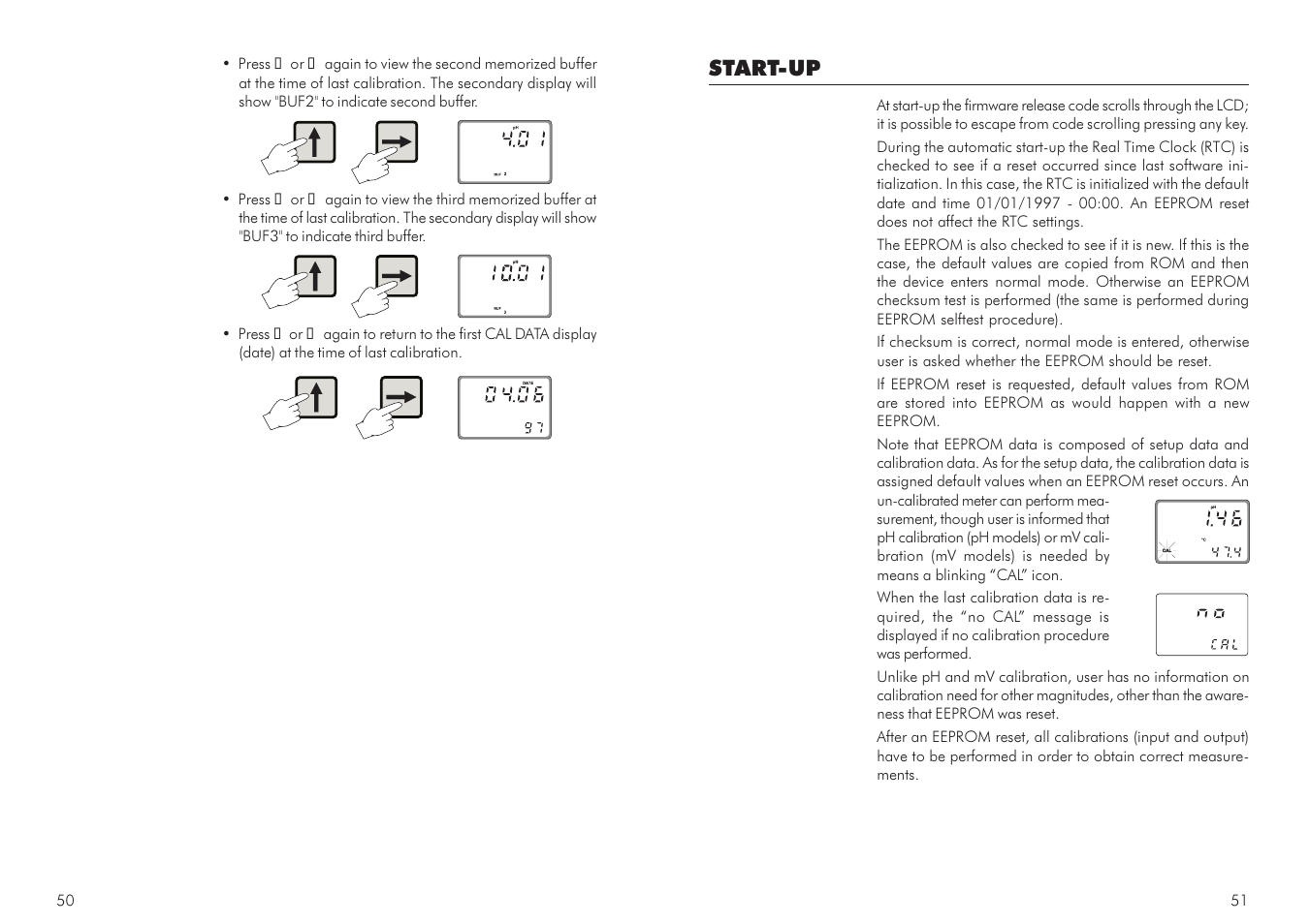 Start-up | Hanna Instruments HI 21 Series User Manual | Page 26 / 37