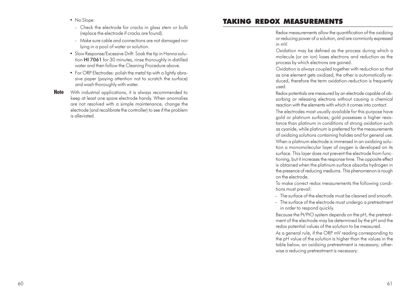 Taking redox measurements | Hanna Instruments HI 21 Series User Manual | Page 31 / 37