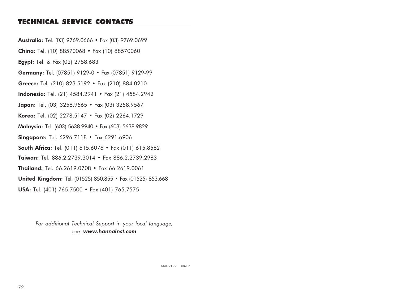Hanna Instruments HI 21 Series User Manual | Page 37 / 37