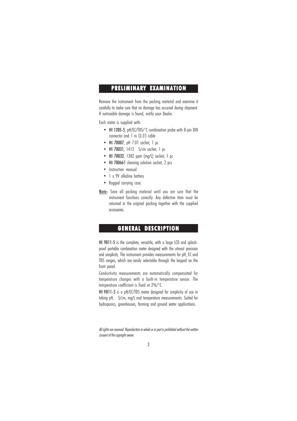 Hanna Instruments HI 9811 User Manual | Page 3 / 16