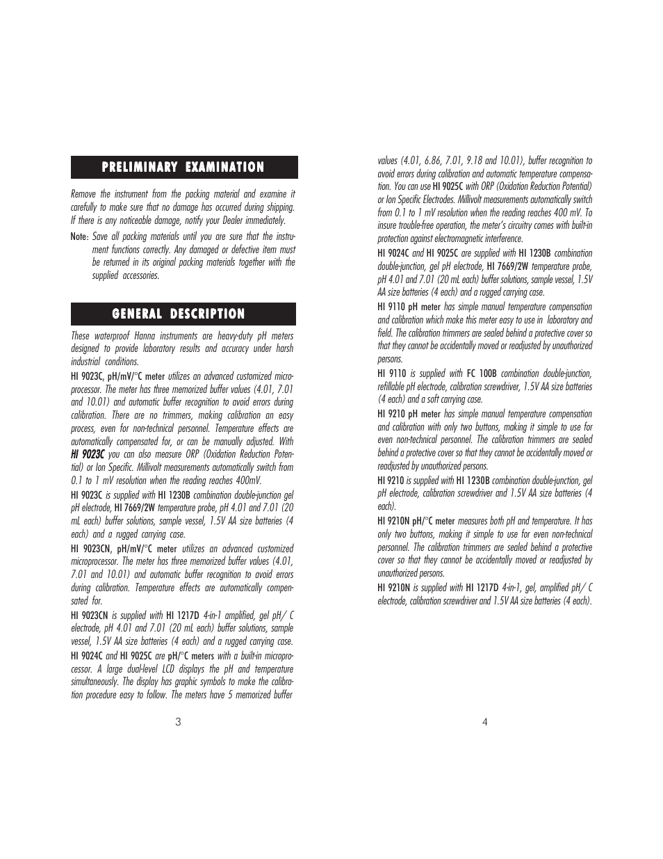 Hanna Instruments HI 9023 User Manual | Page 2 / 20