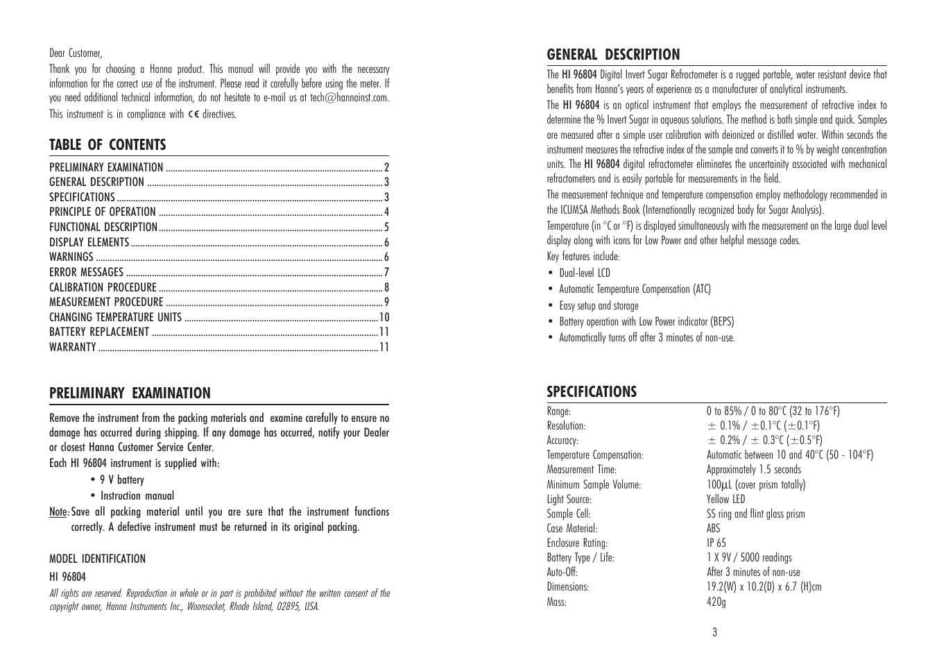Hanna Instruments HI 96804 User Manual | Page 2 / 7