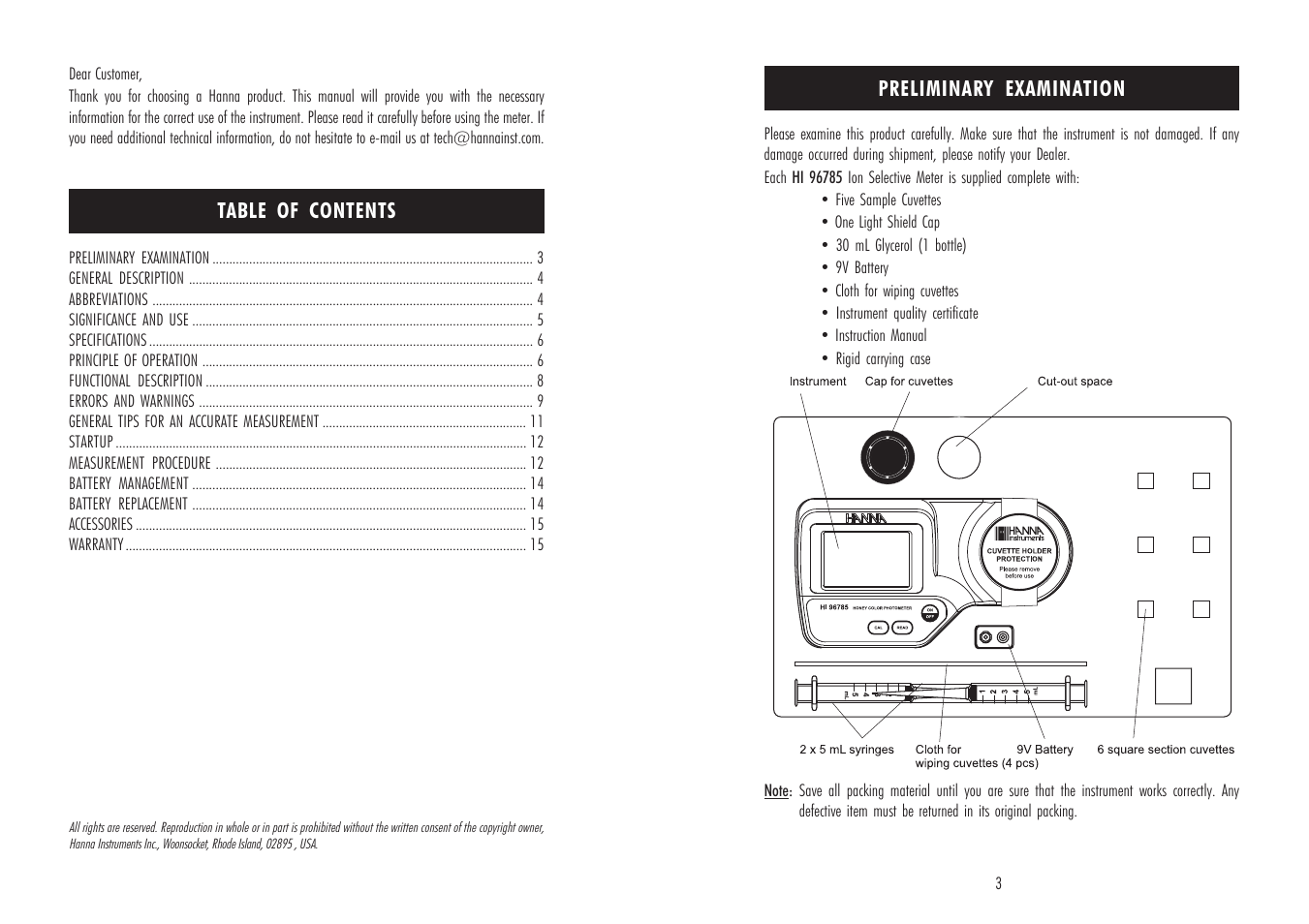 Hanna Instruments HI 96785 User Manual | Page 2 / 9