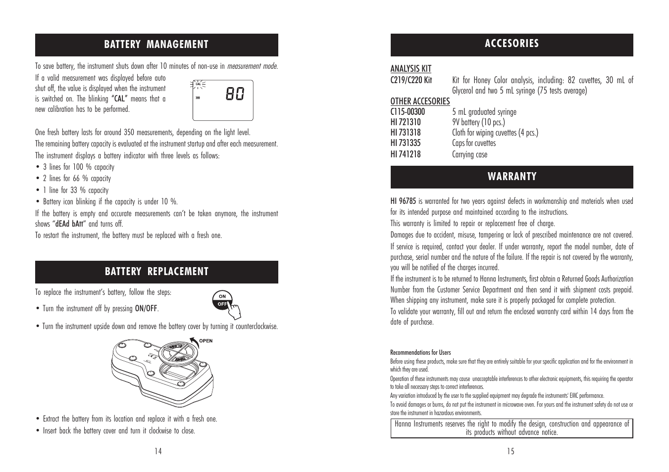 Hanna Instruments HI 96785 User Manual | Page 8 / 9