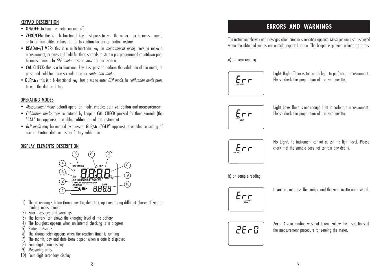 Errors and warnings | Hanna Instruments HI 96770 User Manual | Page 5 / 13