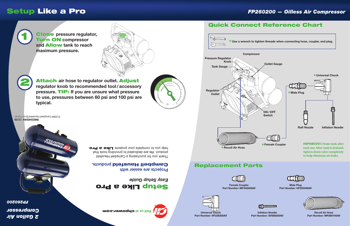 Campbell Hausfeld IN633400AV User Manual | 2 pages