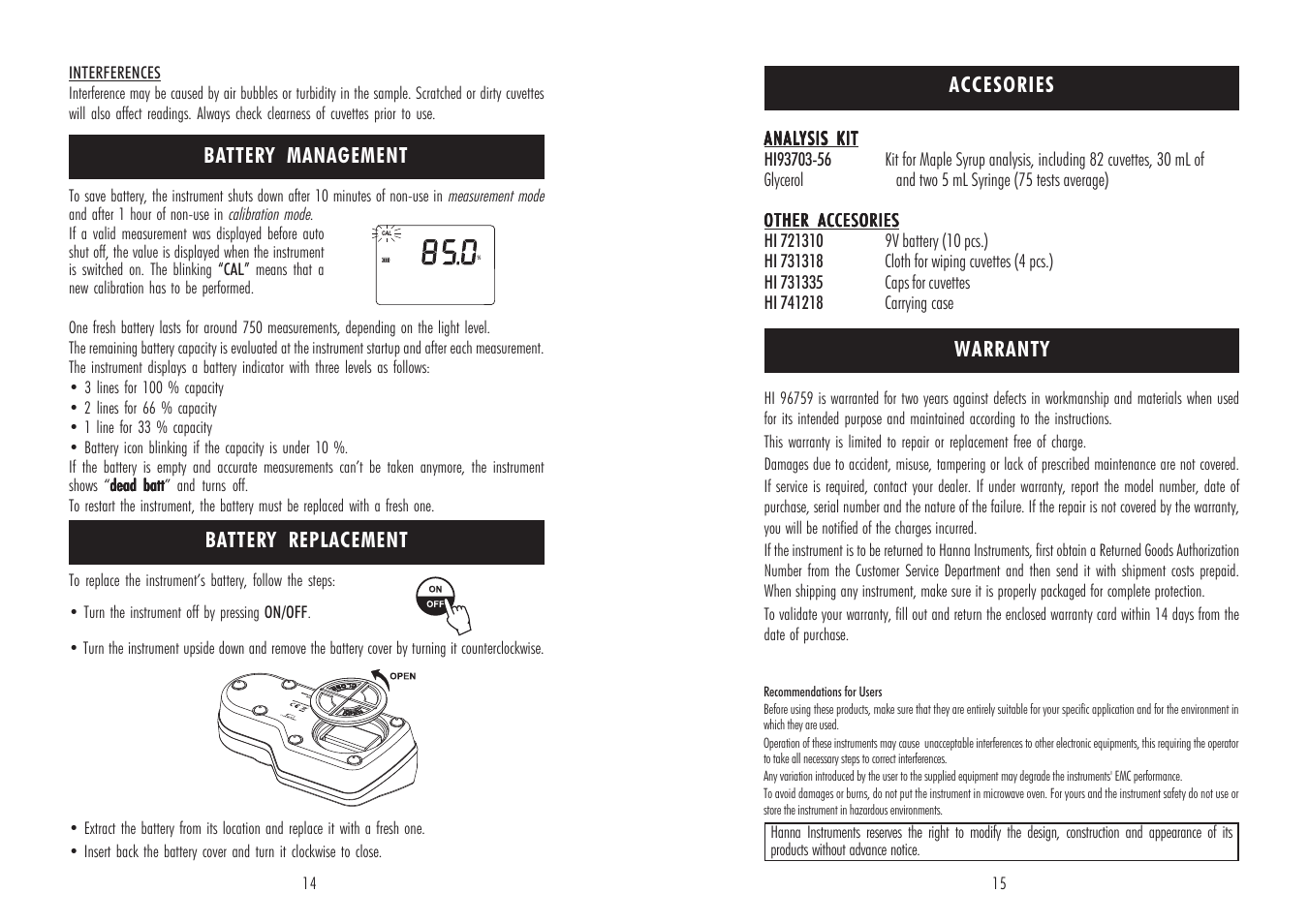 Hanna Instruments HI 96759 User Manual | Page 8 / 9