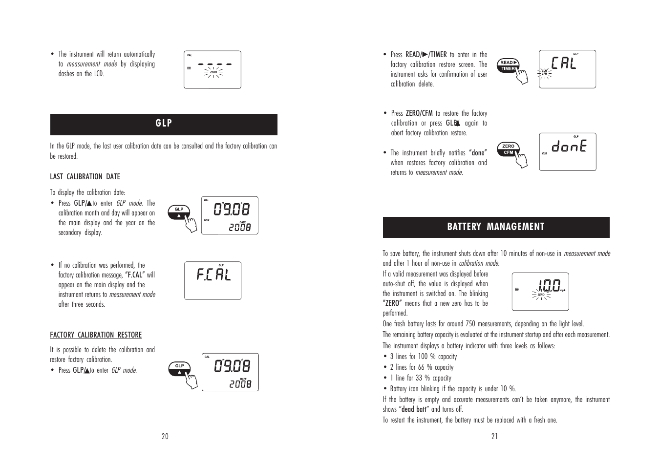 Battery management, G l p | Hanna Instruments HI 96753 User Manual | Page 11 / 13