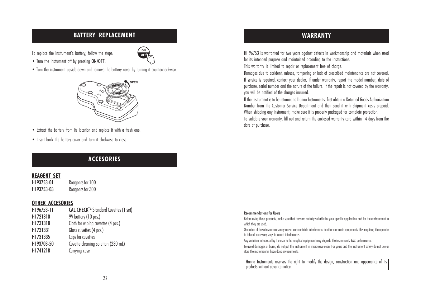 Hanna Instruments HI 96753 User Manual | Page 12 / 13