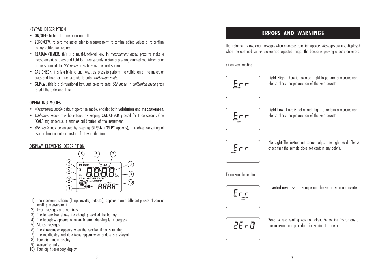 Errors and warnings | Hanna Instruments HI 96753 User Manual | Page 5 / 13