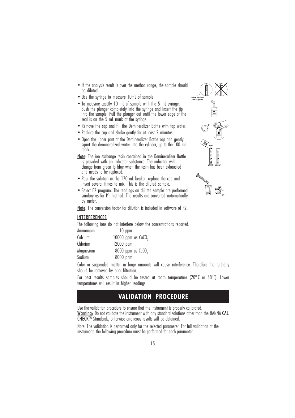 Validation procedure | Hanna Instruments HI 96750 User Manual | Page 15 / 24
