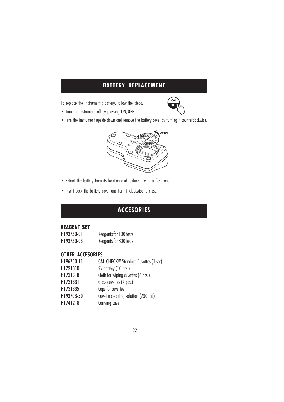 Hanna Instruments HI 96750 User Manual | Page 22 / 24