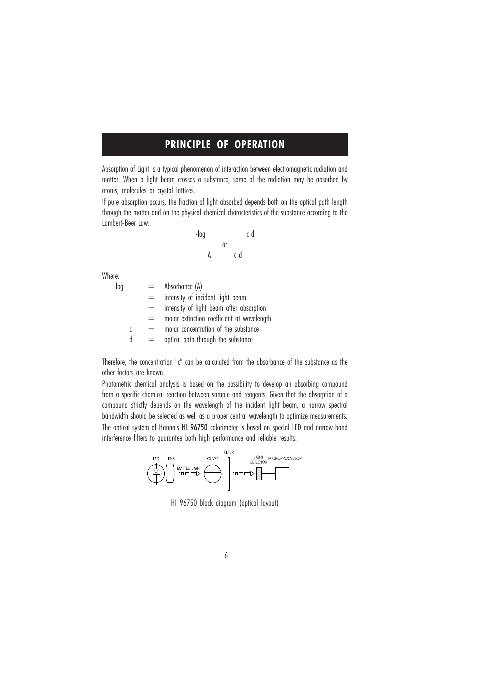 Principle of operation | Hanna Instruments HI 96750 User Manual | Page 6 / 24