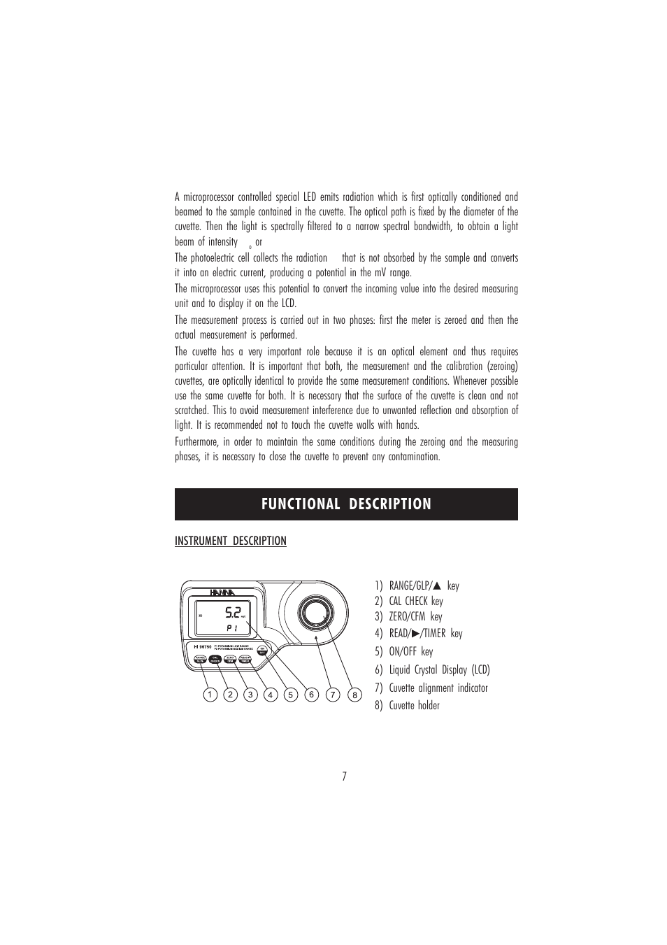 Functional description | Hanna Instruments HI 96750 User Manual | Page 7 / 24