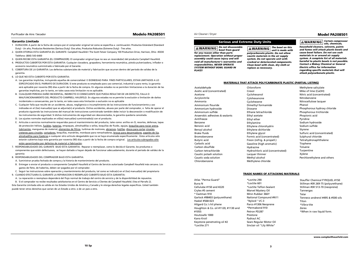 Campbell Hausfeld PA208501 User Manual | Page 10 / 17