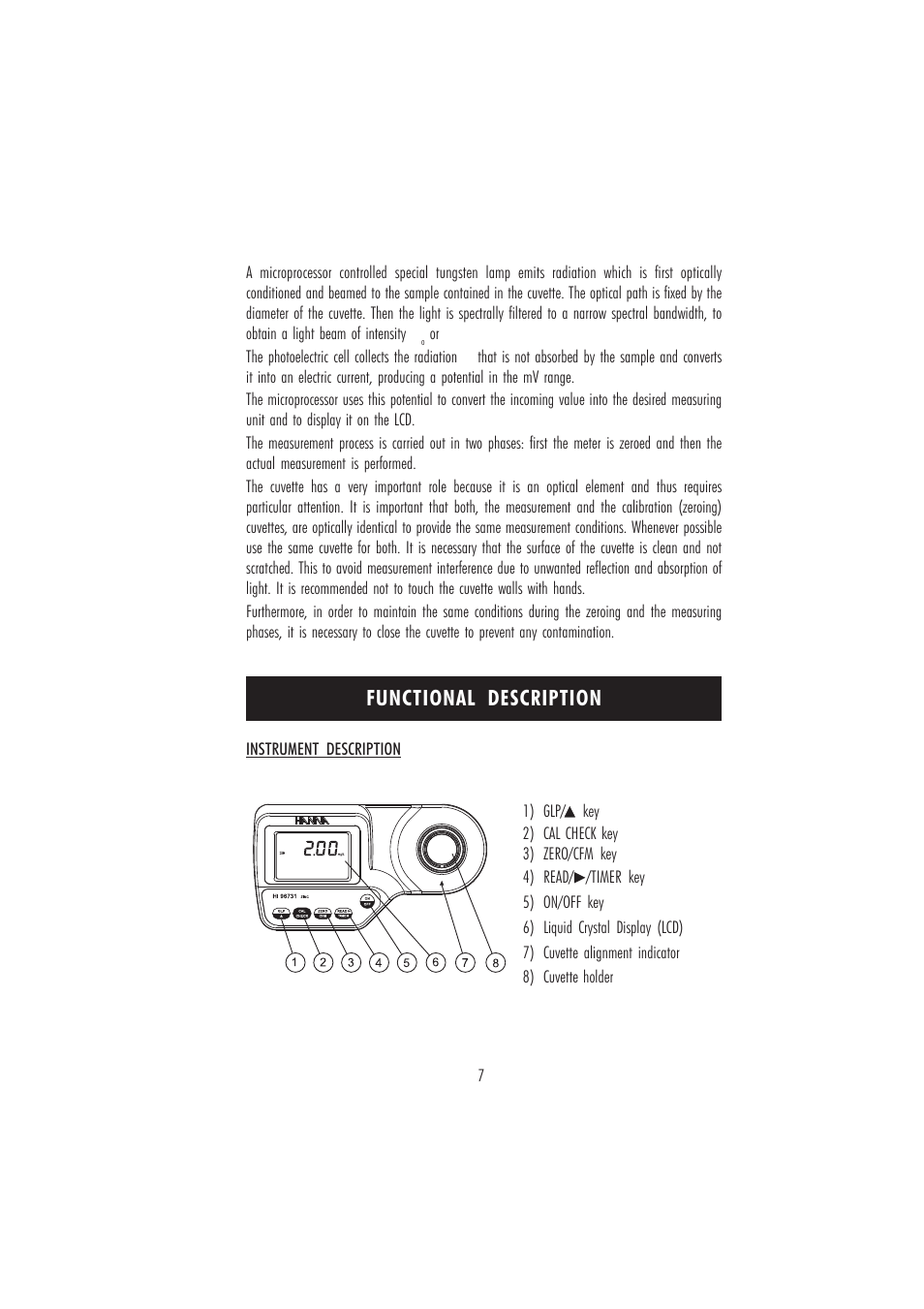 Functional description | Hanna Instruments HI 96731 User Manual | Page 7 / 24