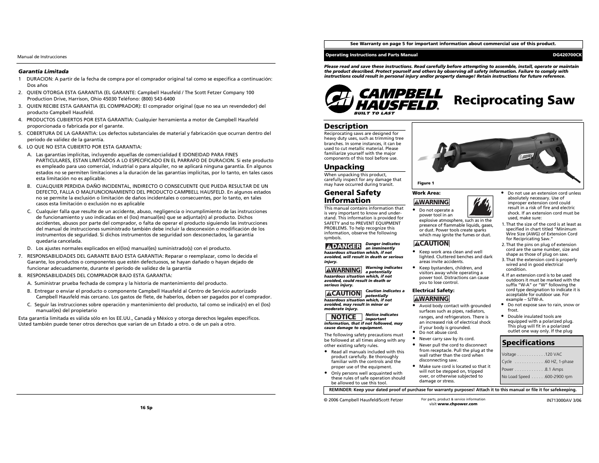 Campbell Hausfeld DG420700CK User Manual | 8 pages
