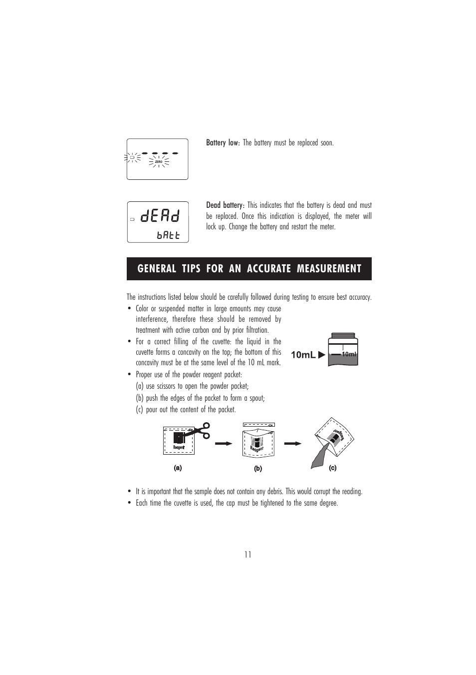 General tips for an accurate measurement | Hanna Instruments HI 96721 User Manual | Page 11 / 24