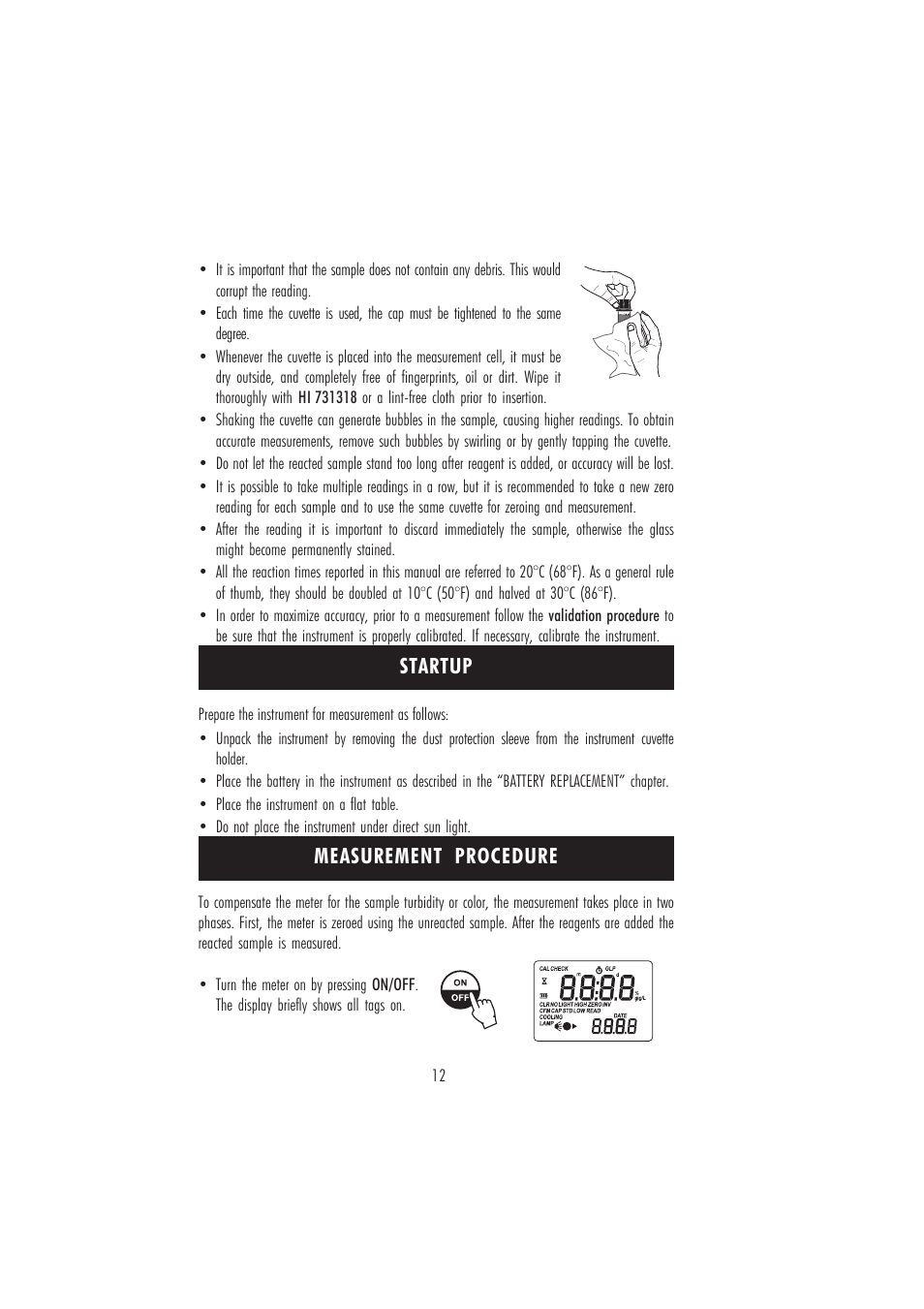 Measurement procedure startup | Hanna Instruments HI 96719 User Manual | Page 12 / 24