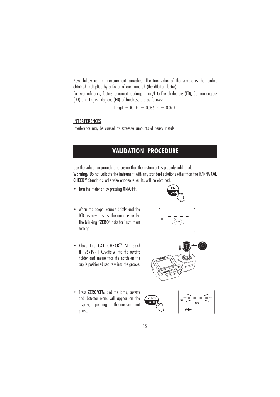 Validation procedure | Hanna Instruments HI 96719 User Manual | Page 15 / 24