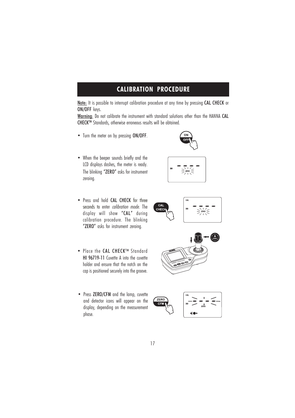 Calibration procedure | Hanna Instruments HI 96719 User Manual | Page 17 / 24
