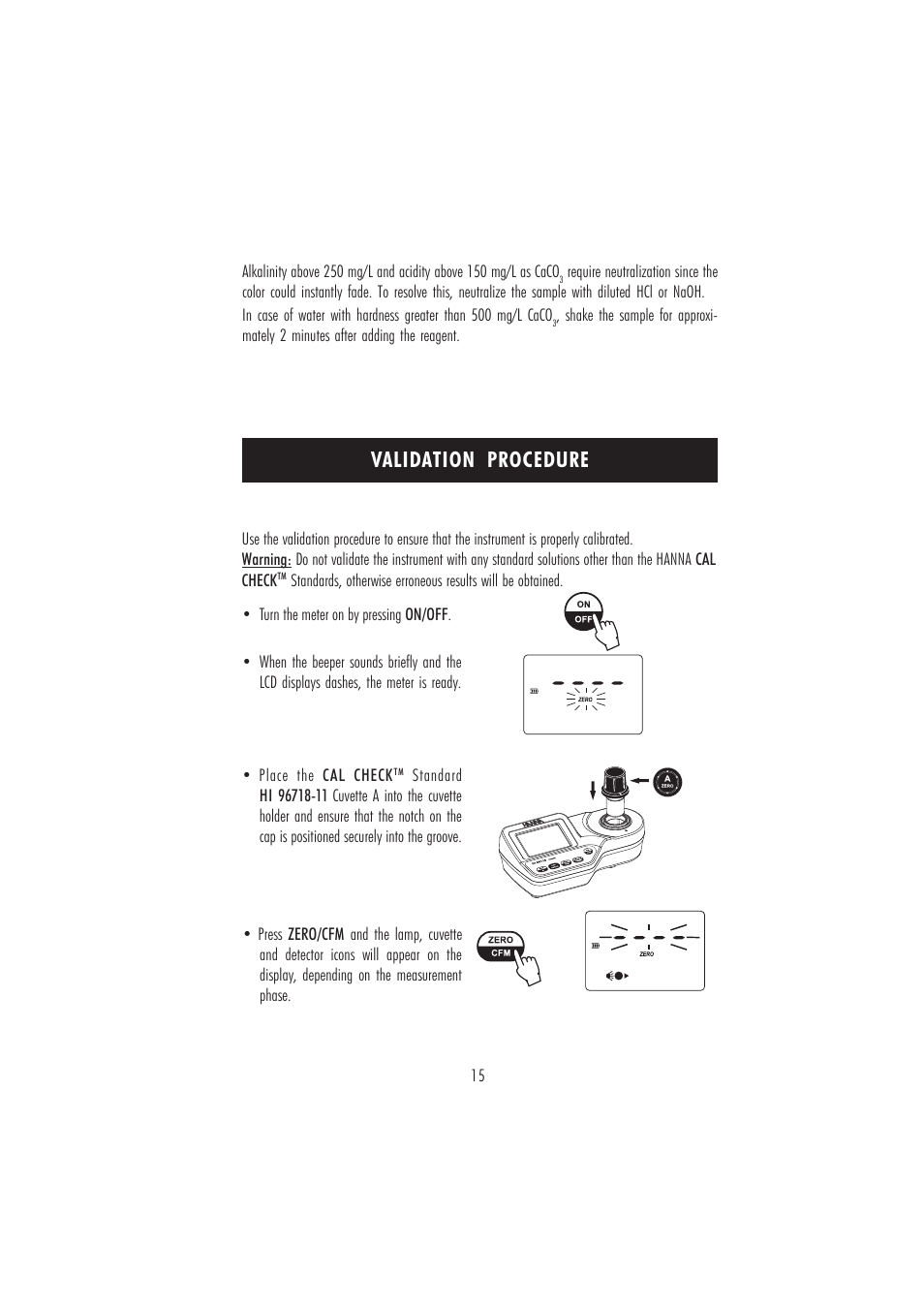Validation procedure | Hanna Instruments HI 96718 User Manual | Page 15 / 24