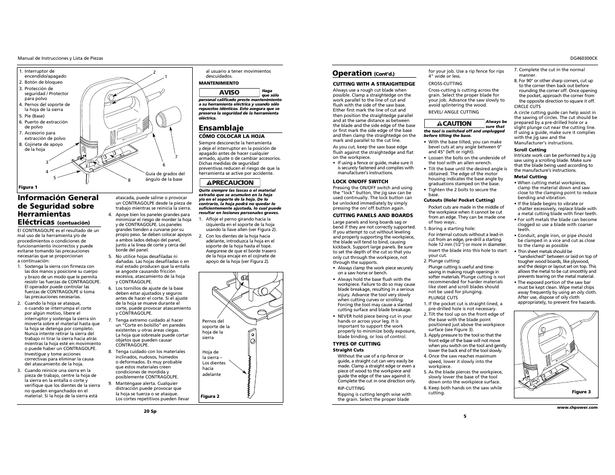 Ensamblaje, Operation | Campbell Hausfeld DG460300CK S User Manual | Page 5 / 12