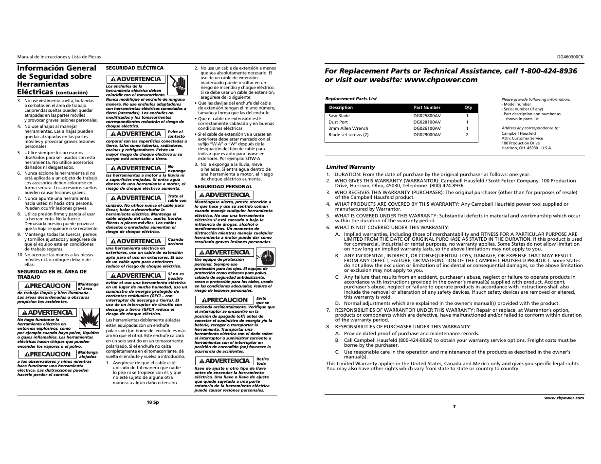 Campbell Hausfeld DG460300CK S User Manual | Page 7 / 12