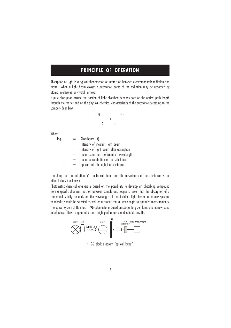 Principle of operation | Hanna Instruments HI 96713 User Manual | Page 6 / 24