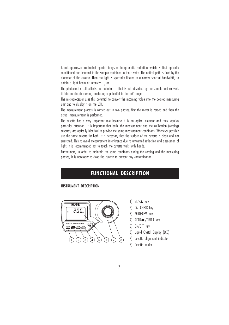 Functional description | Hanna Instruments HI 96713 User Manual | Page 7 / 24