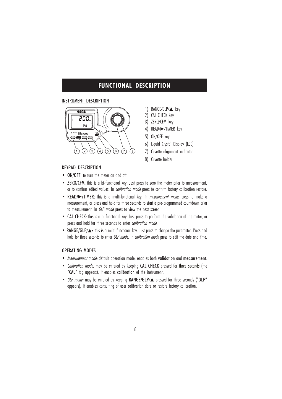 Functional description | Hanna Instruments HI 96710 User Manual | Page 8 / 28
