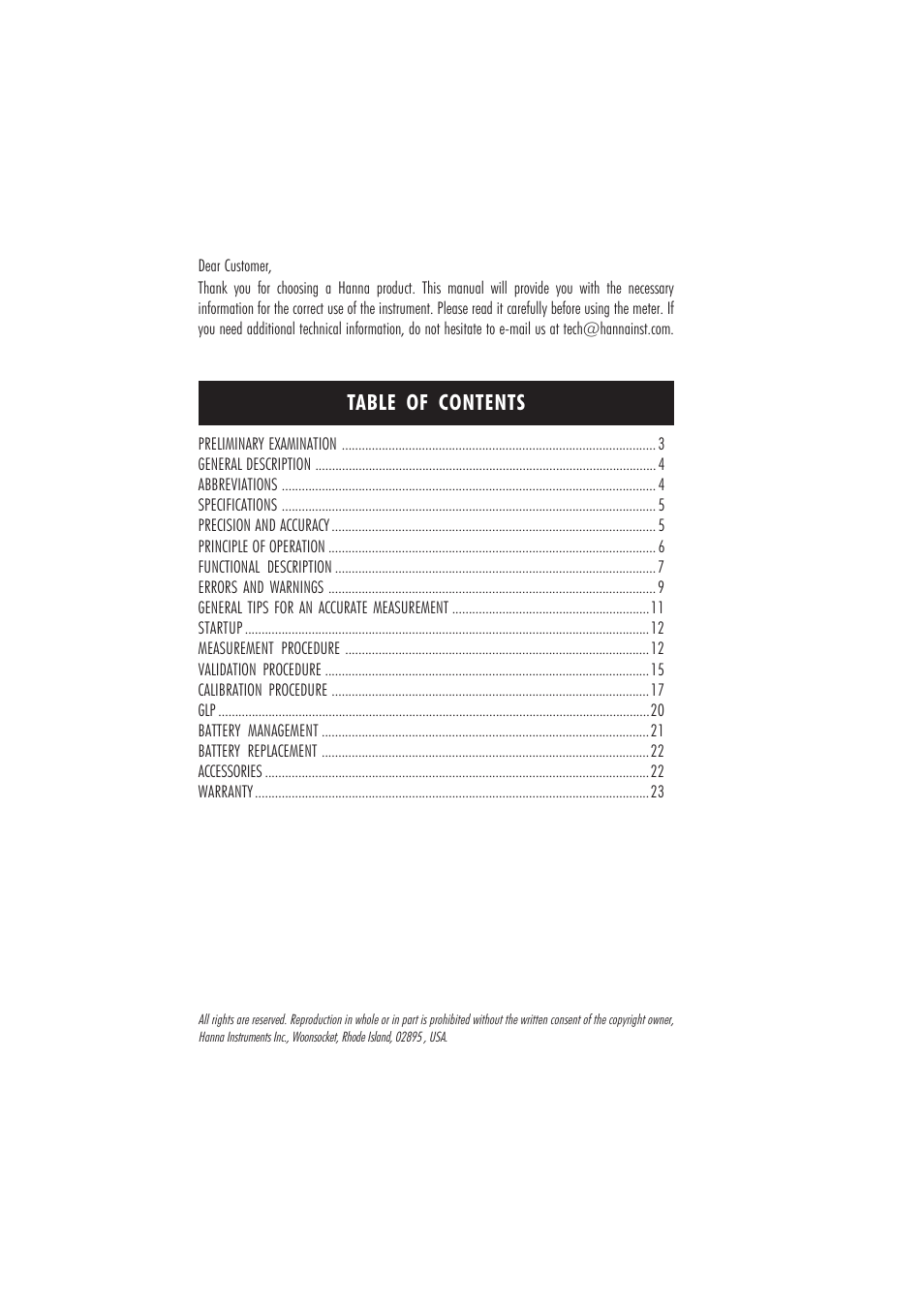 Hanna Instruments HI 96709 User Manual | Page 2 / 24