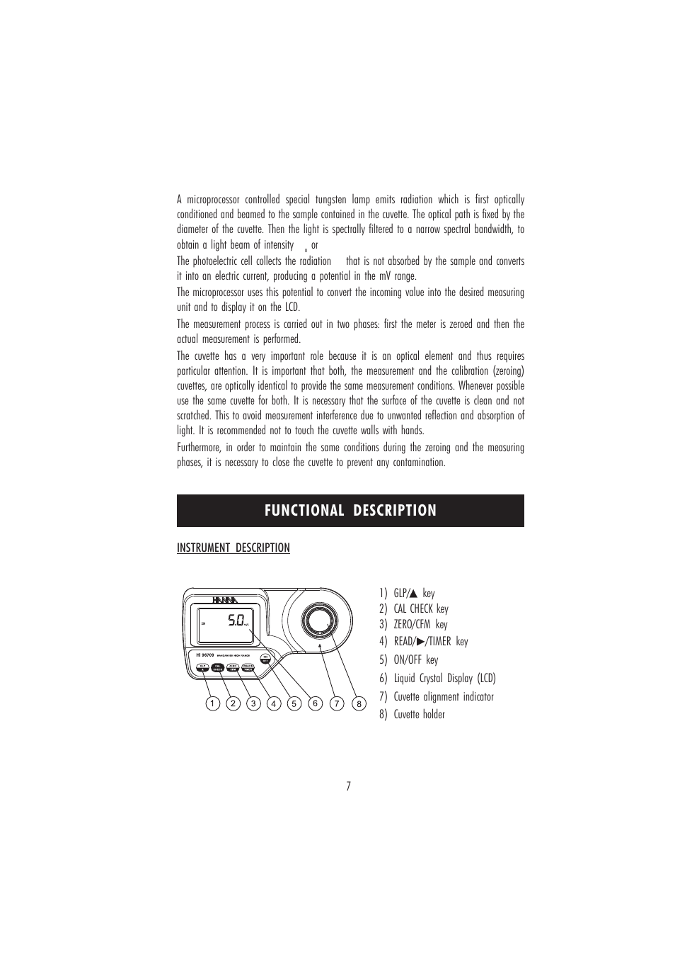 Functional description | Hanna Instruments HI 96709 User Manual | Page 7 / 24