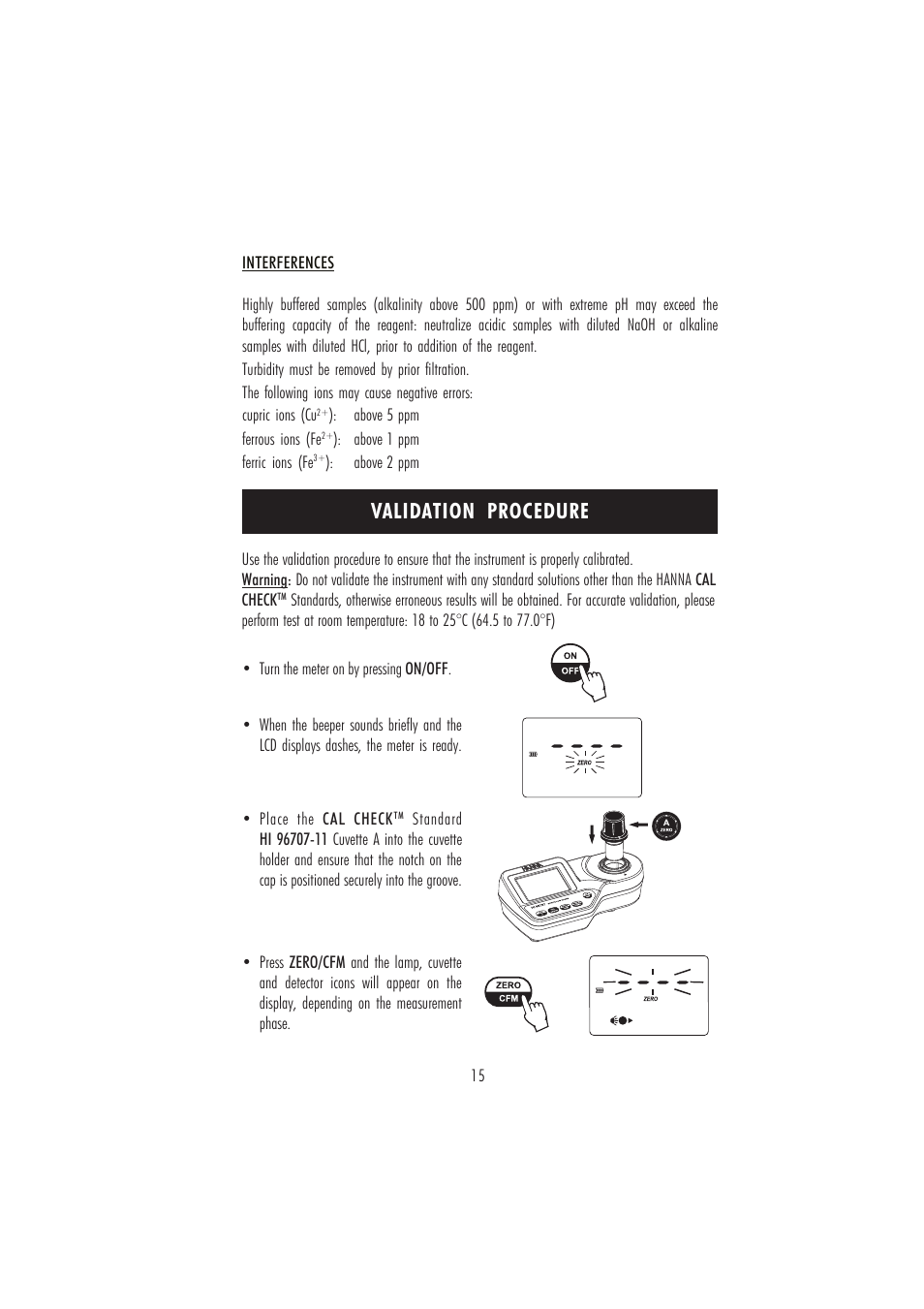 Validation procedure | Hanna Instruments HI 96707C User Manual | Page 15 / 24