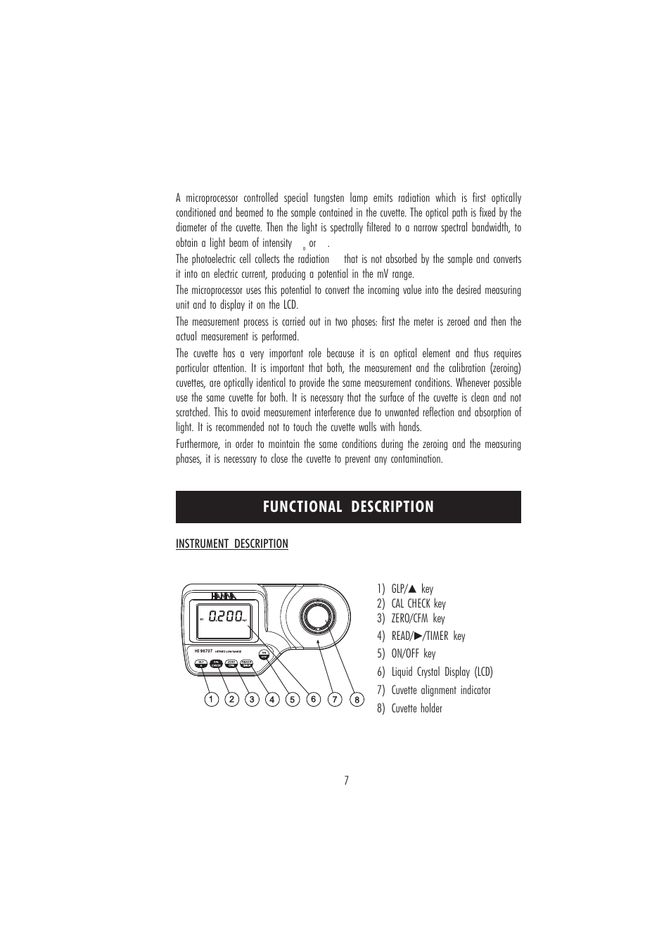 Functional description | Hanna Instruments HI 96707C User Manual | Page 7 / 24