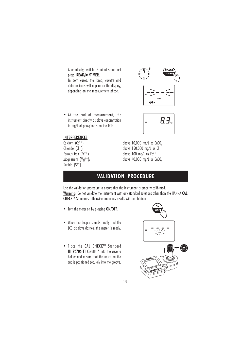 Validation procedure | Hanna Instruments HI 96706C User Manual | Page 15 / 24