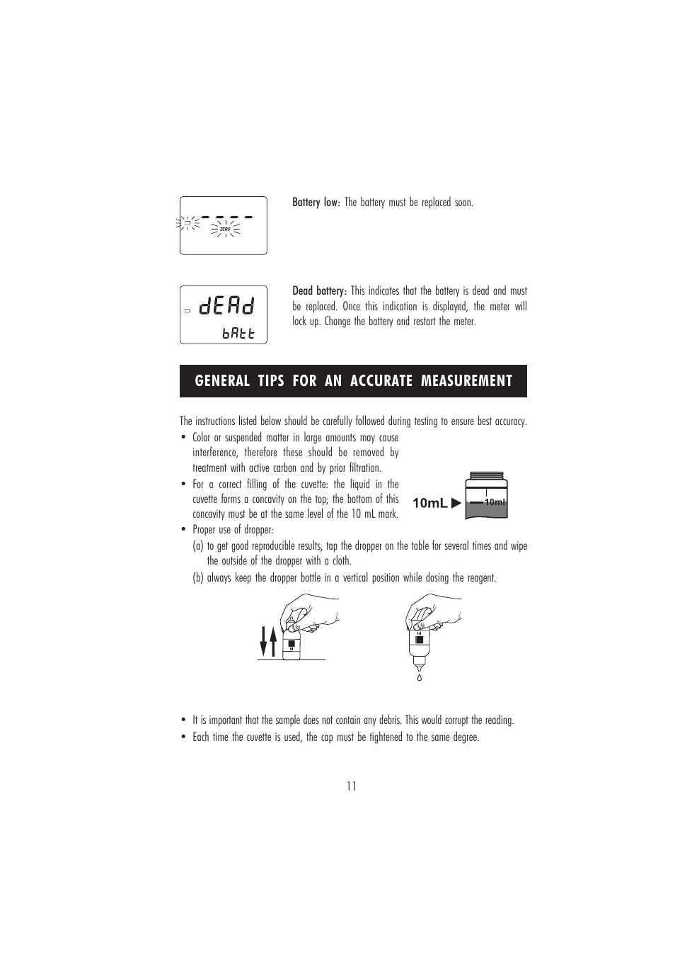 General tips for an accurate measurement | Hanna Instruments HI 96704 User Manual | Page 11 / 24