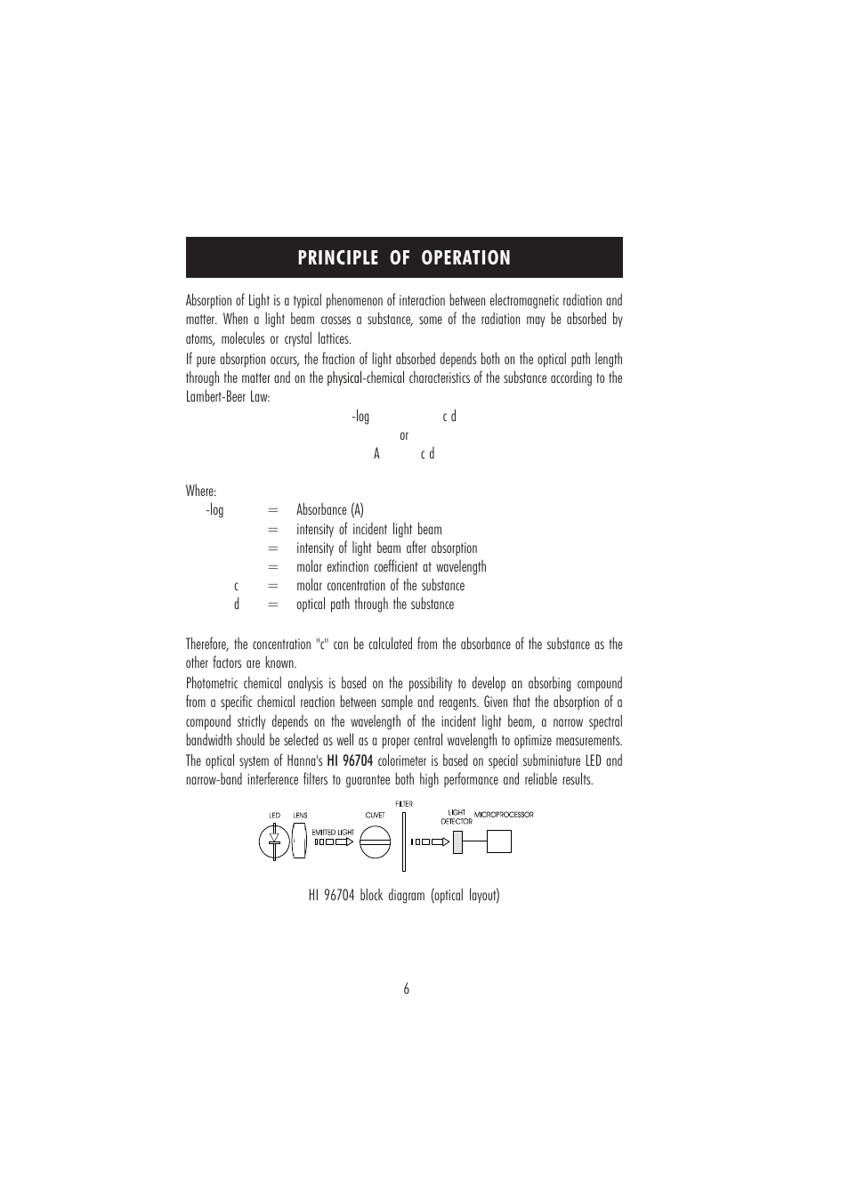 Principle of operation | Hanna Instruments HI 96704 User Manual | Page 6 / 24