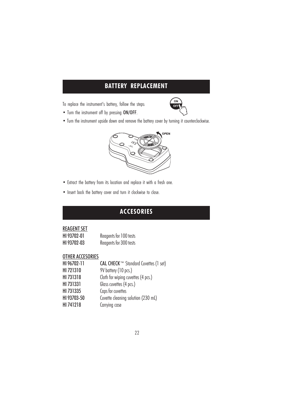 Hanna Instruments HI 96702 User Manual | Page 22 / 24