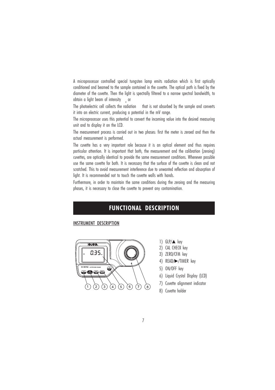 Functional description | Hanna Instruments HI 96702 User Manual | Page 7 / 24