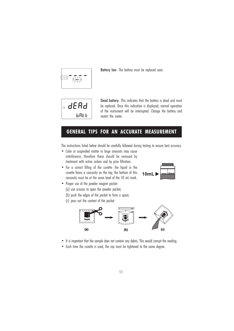 General tips for an accurate measurement | Hanna Instruments HI 96701C User Manual | Page 11 / 24