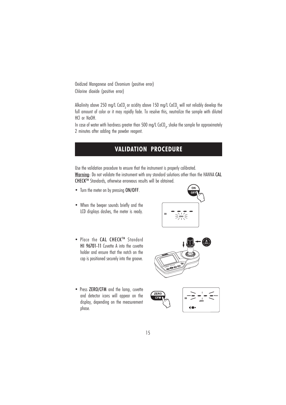 Validation procedure | Hanna Instruments HI 96701C User Manual | Page 15 / 24