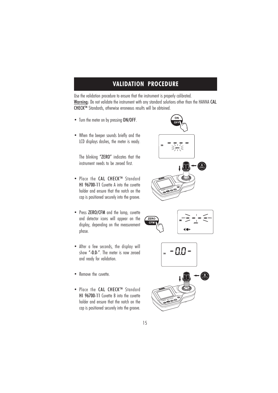 Validation procedure | Hanna Instruments HI 96700 User Manual | Page 15 / 24