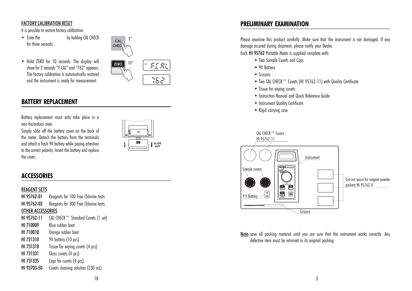 Hanna Instruments HI 95762 User Manual | Page 3 / 10