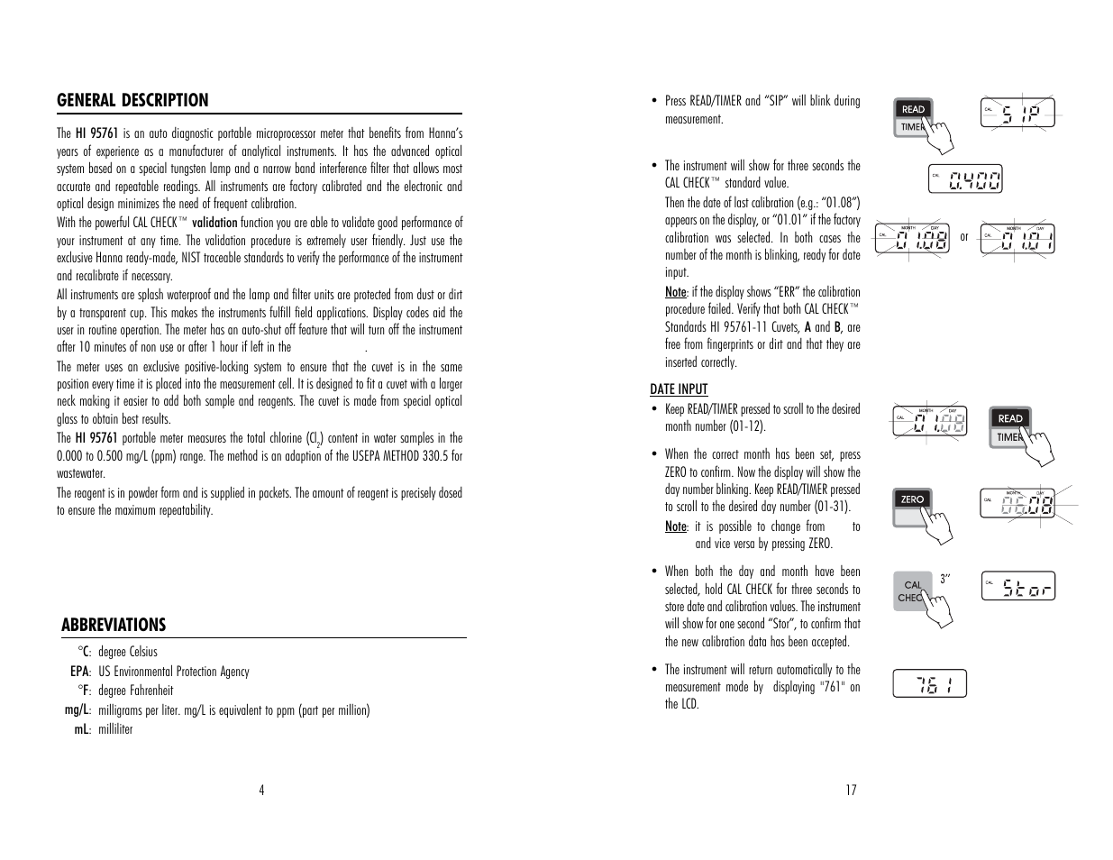 Hanna Instruments HI 95761 User Manual | Page 4 / 10