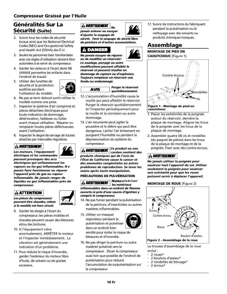 Généralités sur la sécurité | Campbell Hausfeld IN615601AV User Manual | Page 10 / 24