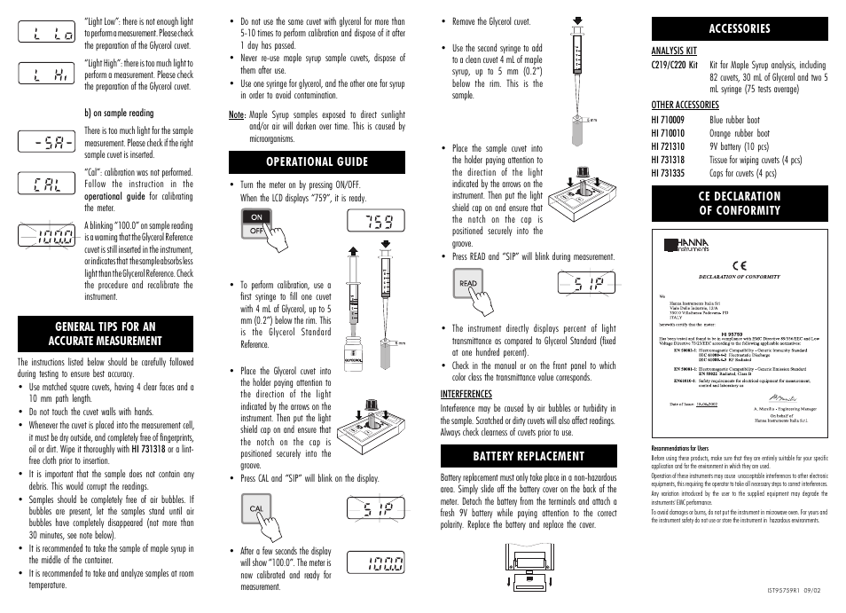 Hanna Instruments HI 95759 User Manual | Page 2 / 2